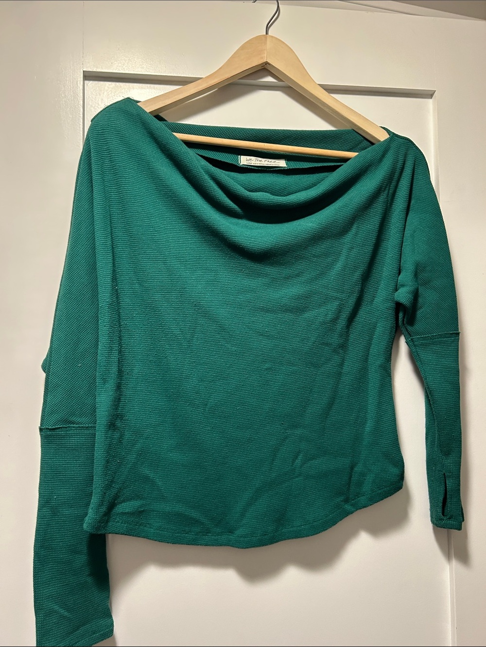 Free People, We The Free Green Ribbed Crewneck Top